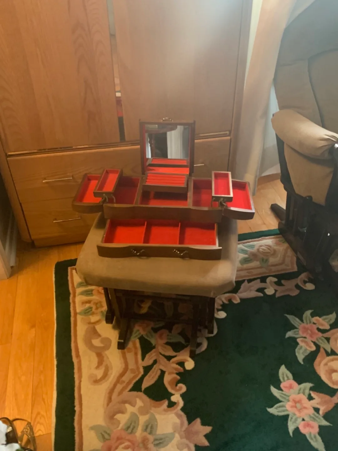 Wooden Jewelry Box with Mirror thumbnail