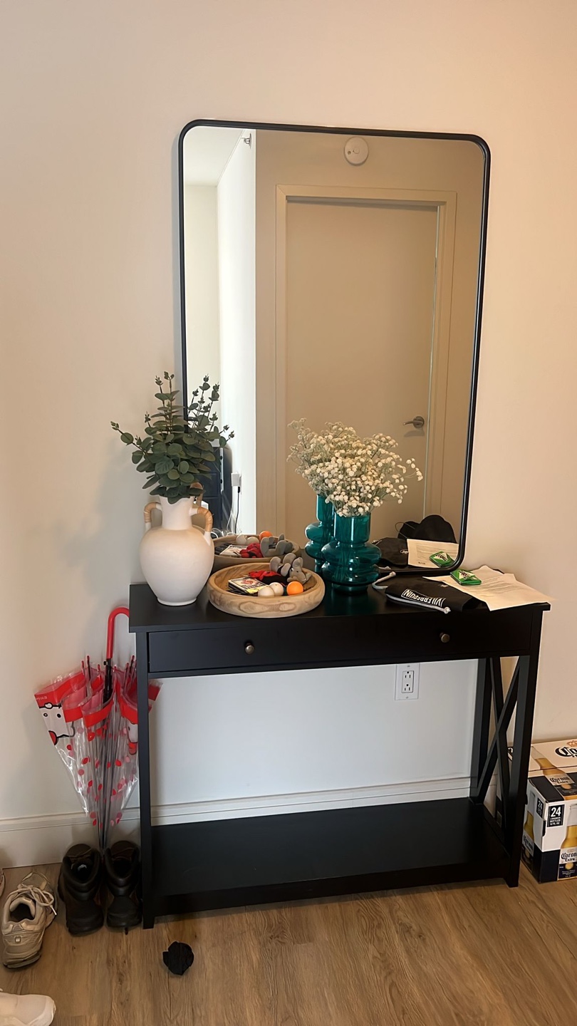 Black Entryway Table with Mirror