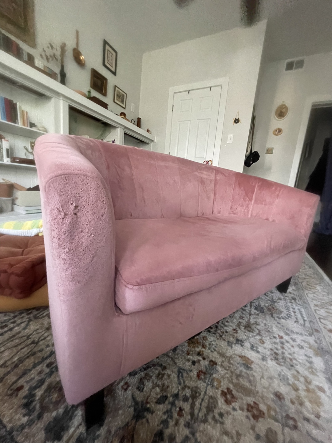 Pink Velvet Loveseat Sofa - photo 4