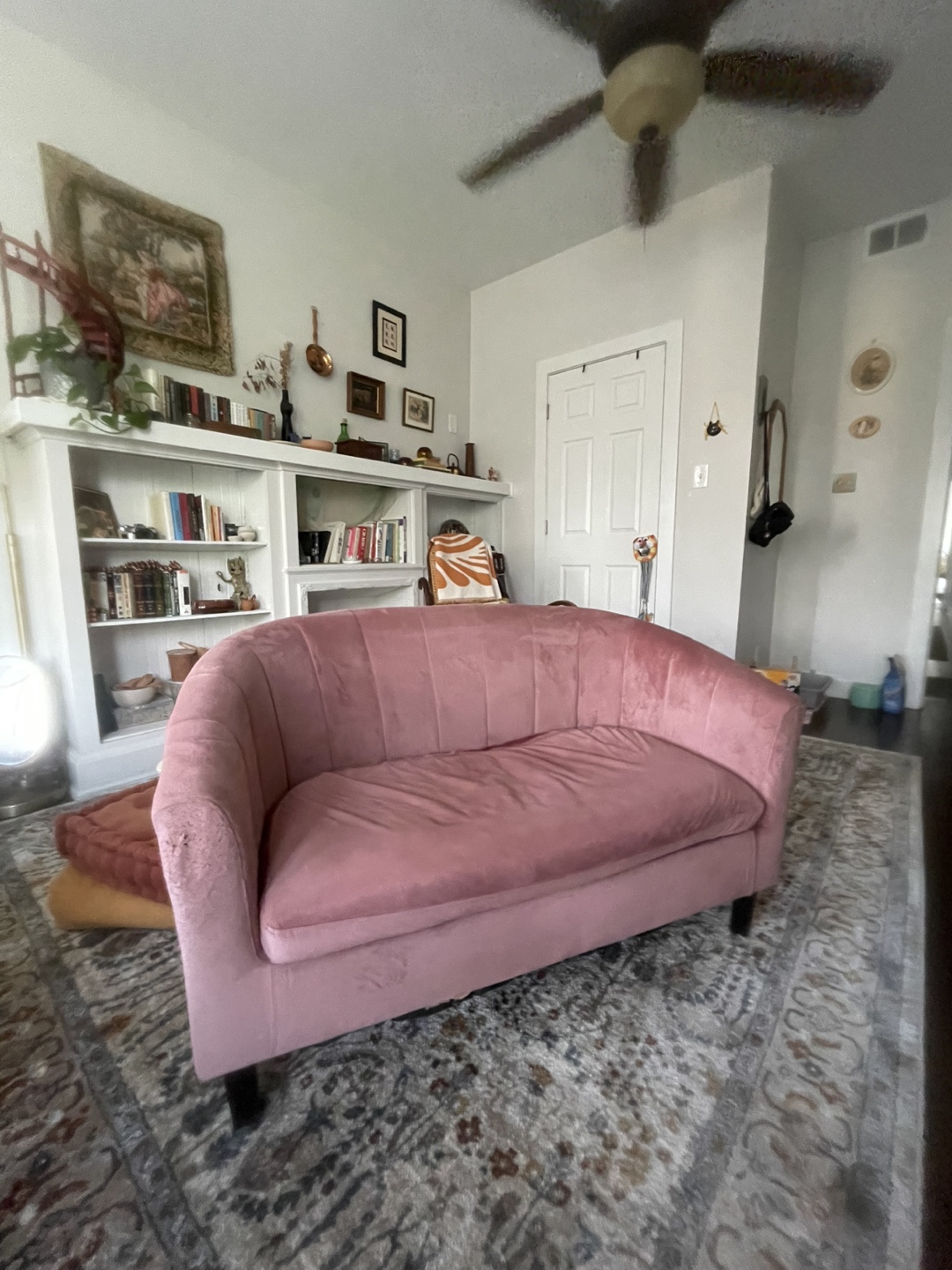 Pink Velvet Loveseat Sofa