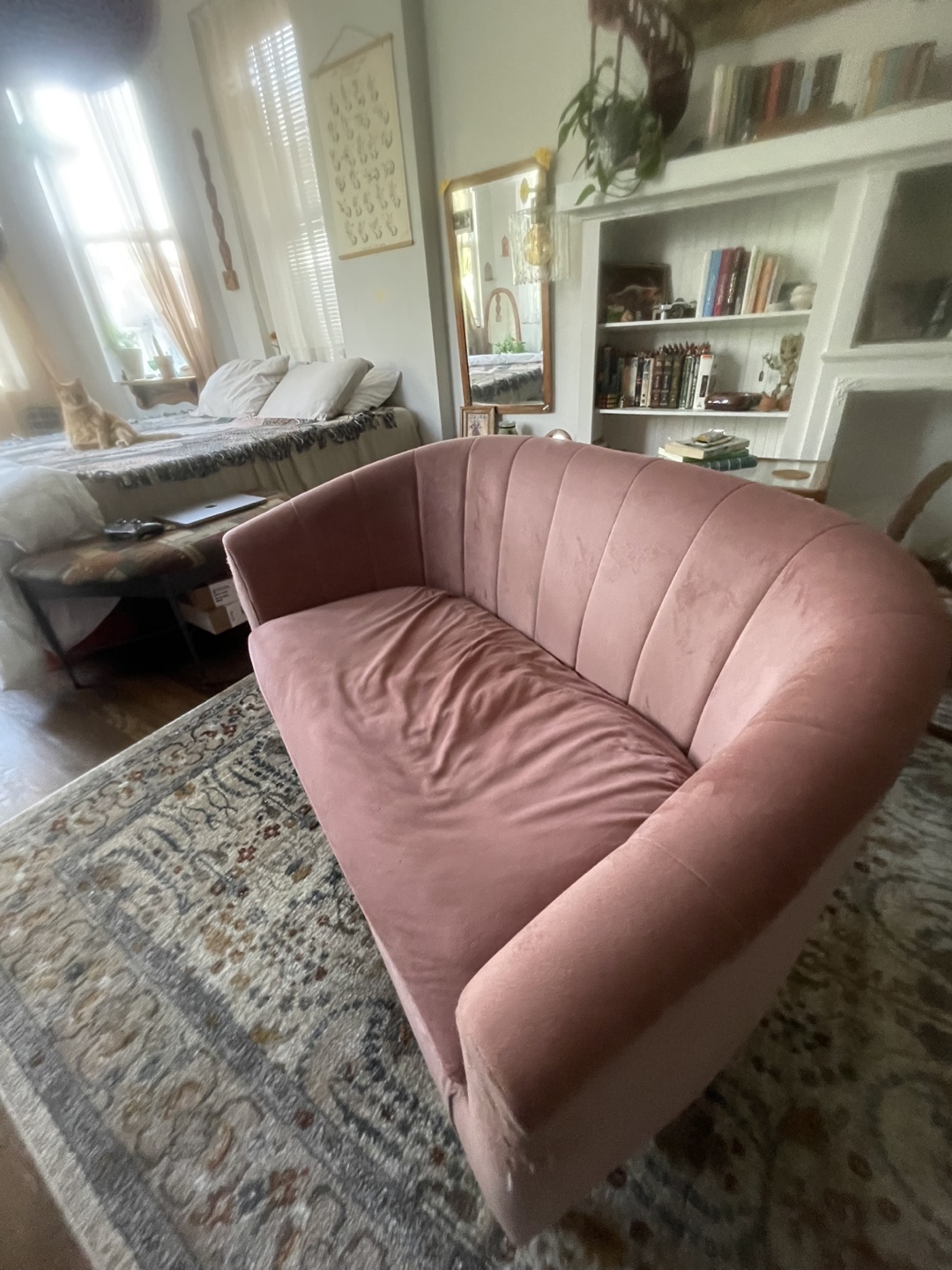 Pink Velvet Loveseat Sofa - photo 3