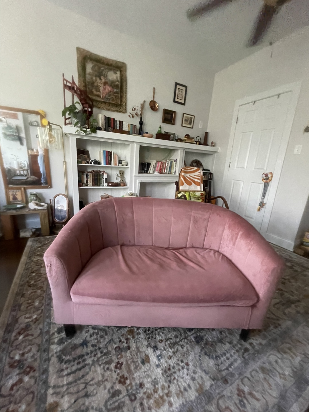 Pink Velvet Loveseat Sofa - photo 2