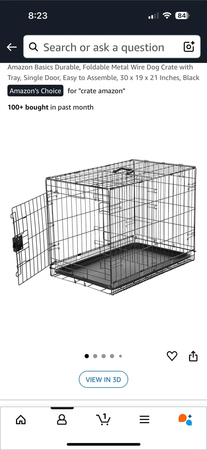 Double-Door Folding Metal Dog Crate - Medium (36x23x25 Inches) thumbnail