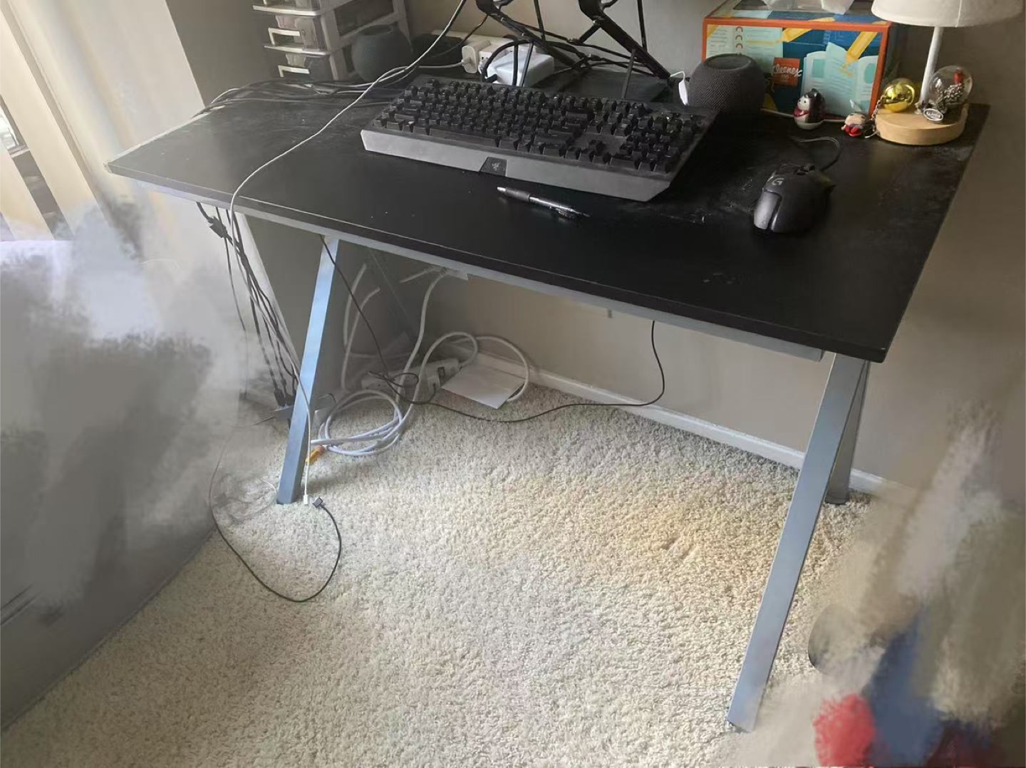 Black Computer Desk with Silver Legs