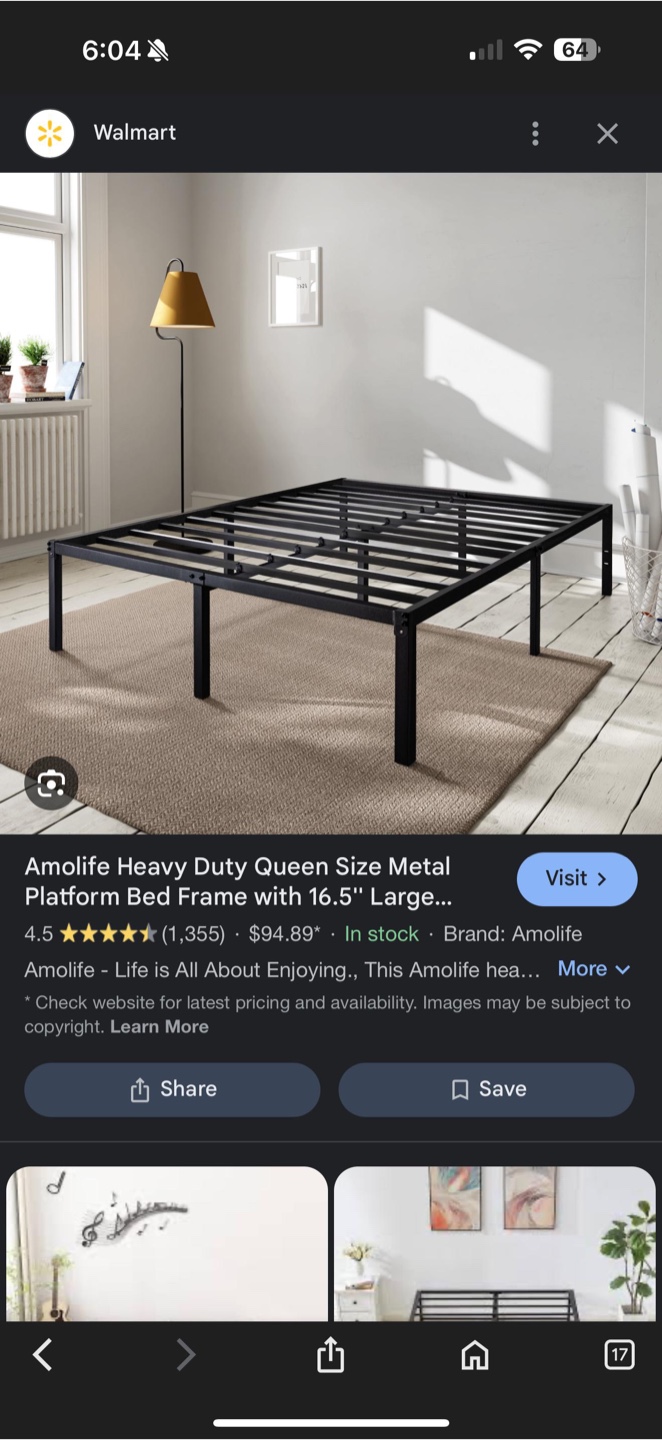 Queen Size Amolife Metal Platform Bed Frame with mattress