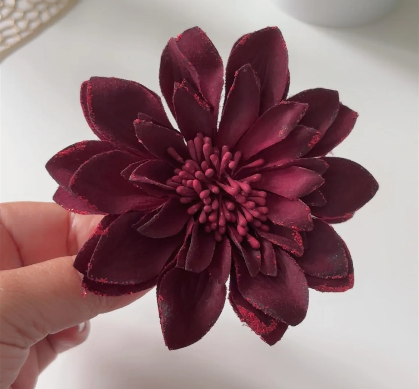 Burgundy Flower Hair Clip image indicator(3)