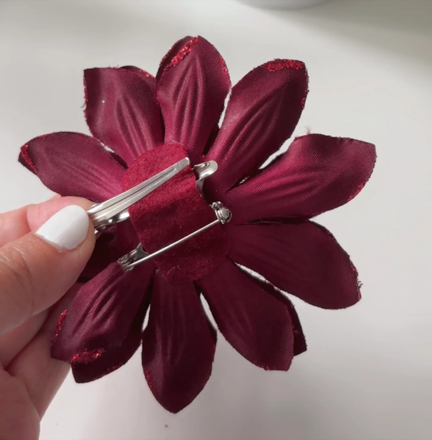 Burgundy Flower Hair Clip image indicator(4)