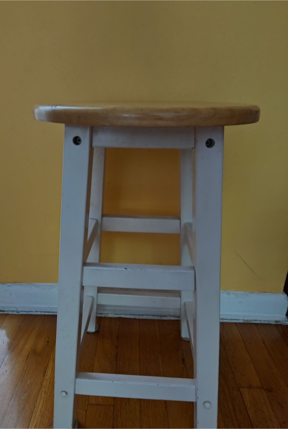 Wood Top White Bar Stool