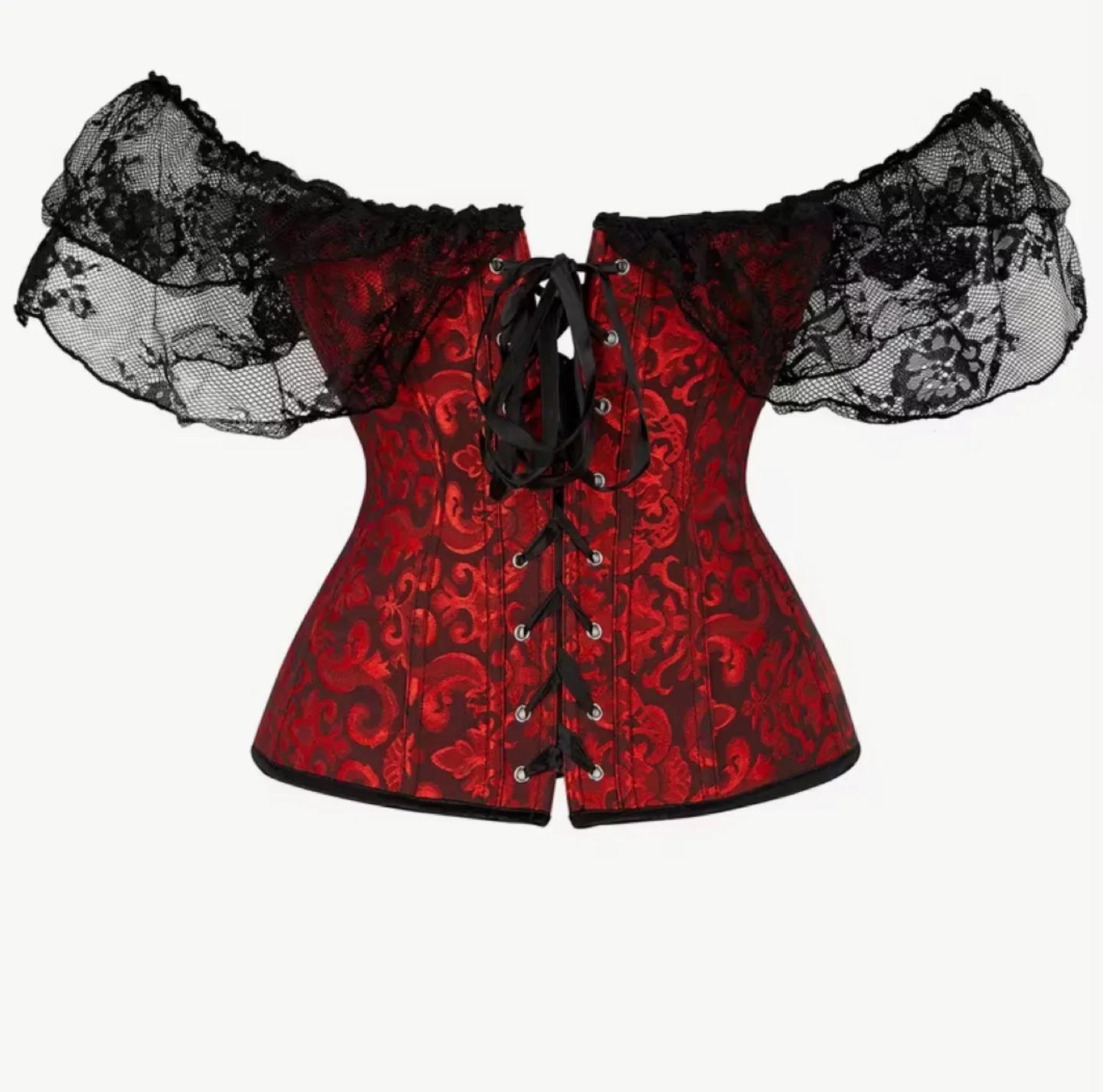 Off-Shoulder Corset Tops - Red, Green, Black image indicator(2)