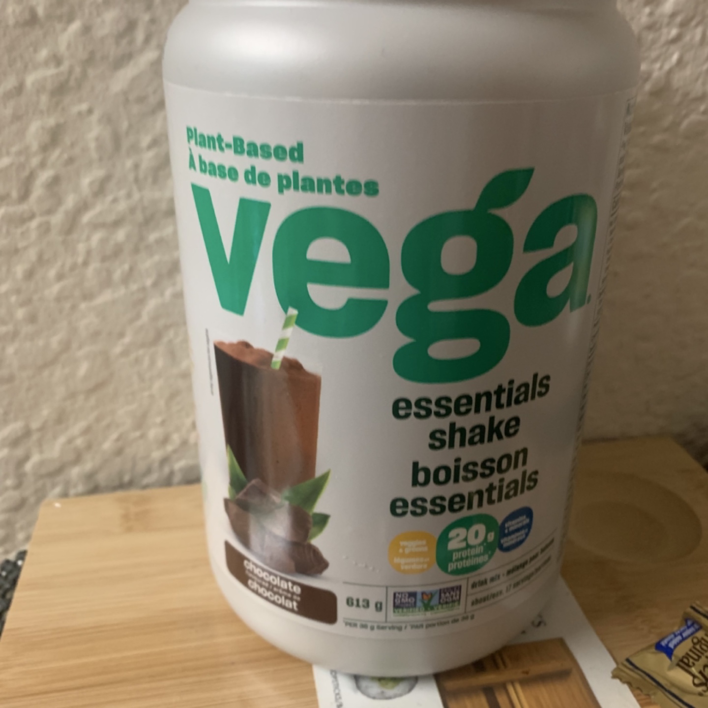 Plant Vased Vega Essentials Shake Chocolate. Protein Powder