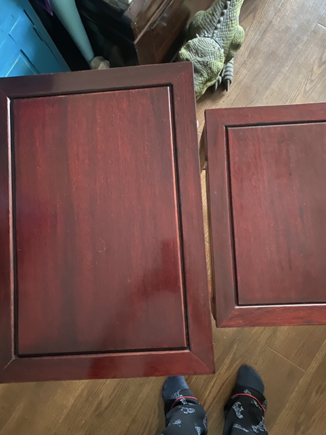 Nest of 2Wood Side Tables - Dark Red - photo 3