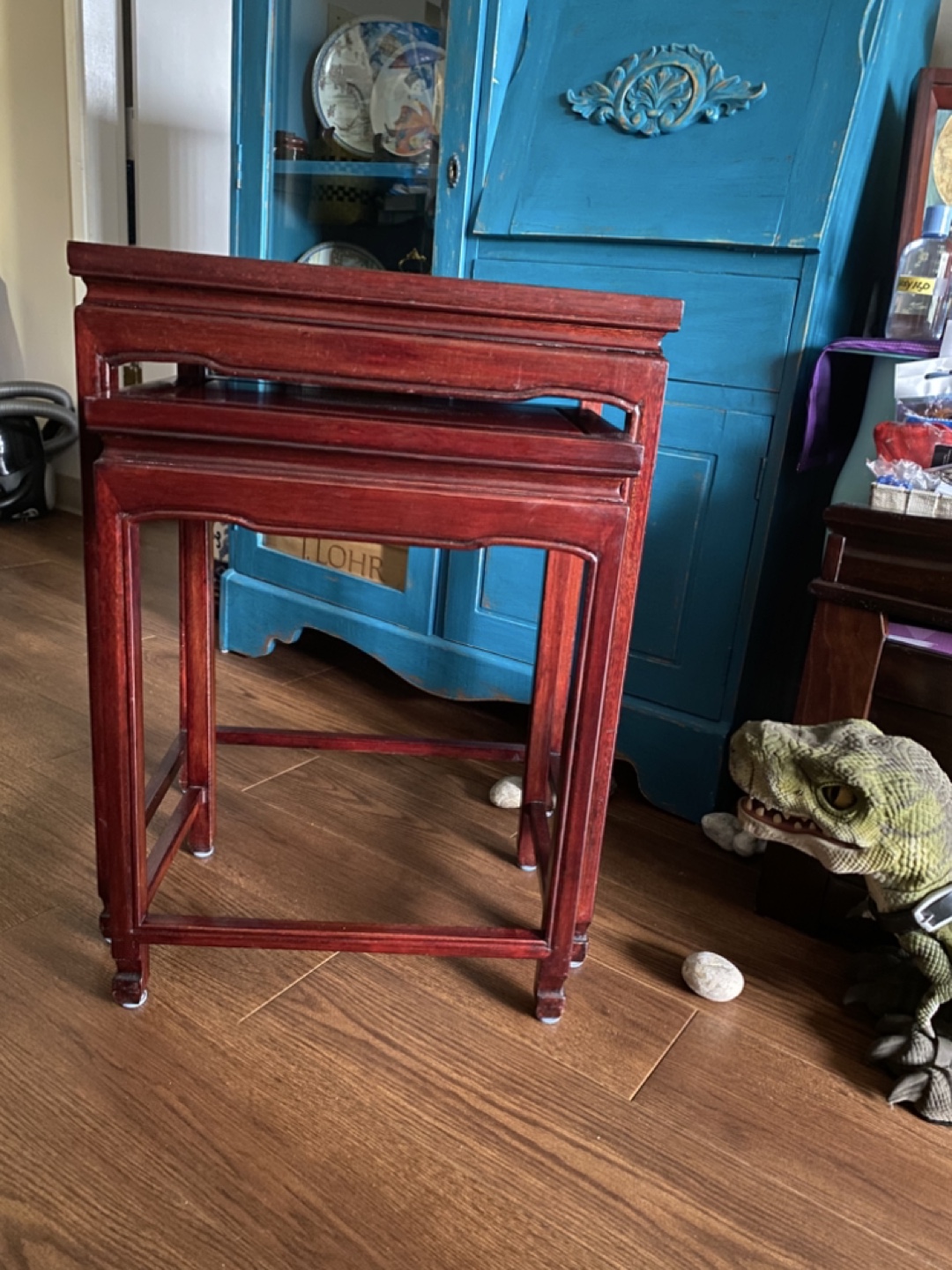 Nest of 2Wood Side Tables - Dark Red