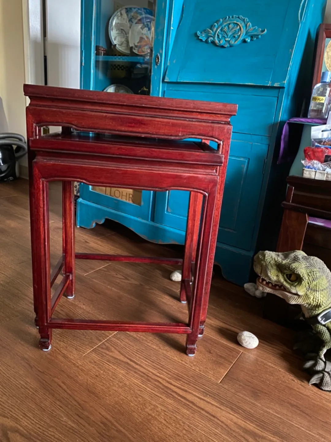 Nest of 2Wood Side Tables - Dark Red thumbnail