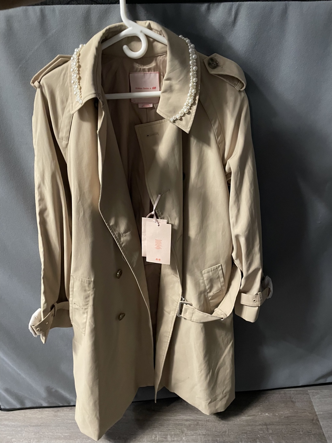 (BRAND NEW) Simone Rocha H&M Beige Trench Coat with Pearl Detail - photo 2
