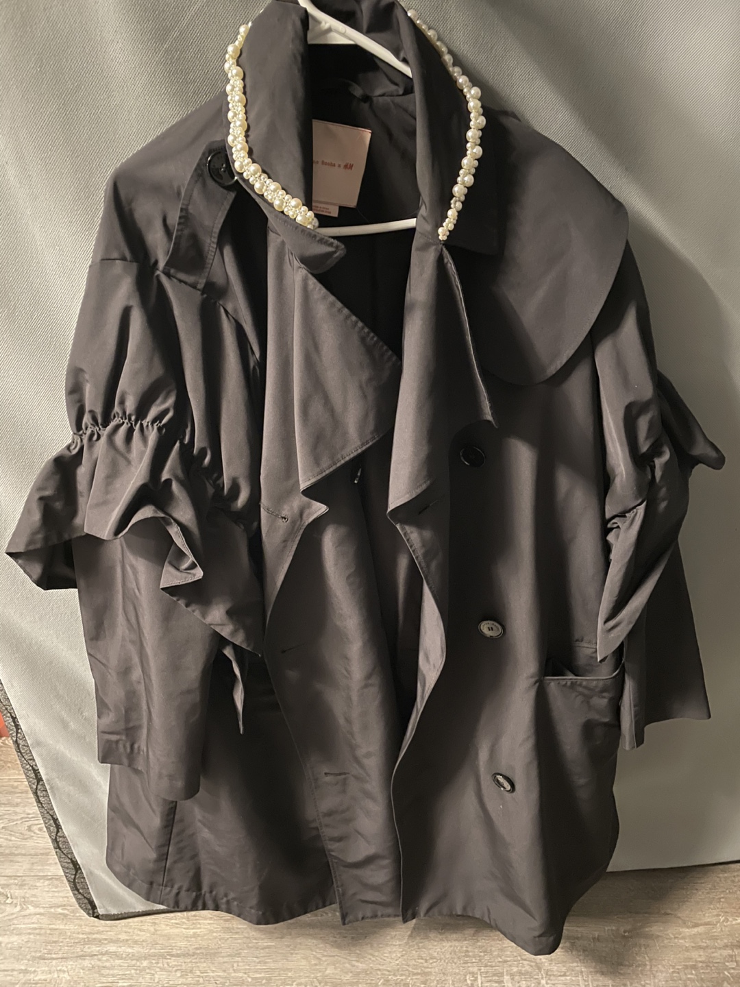 (BRAND NEW) Simone Rocha H&M Black Ruffle Sleeve Trench Coat - photo 2