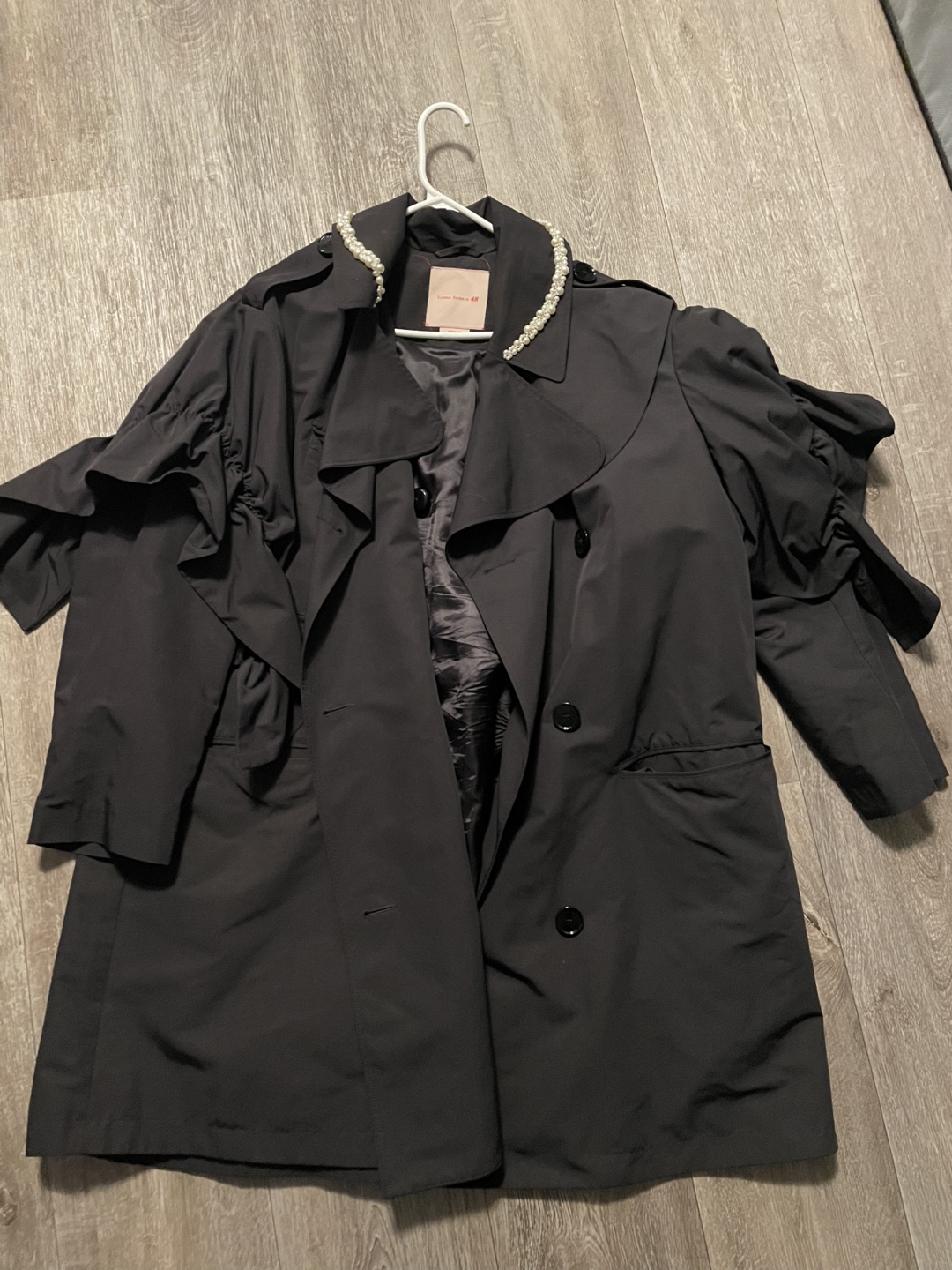 (BRAND NEW) Simone Rocha H&M Black Ruffle Sleeve Trench Coat