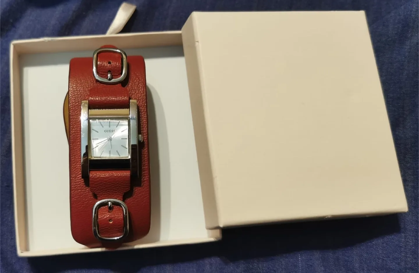 Guess Red Leather Cuff Watch image indicator(3)