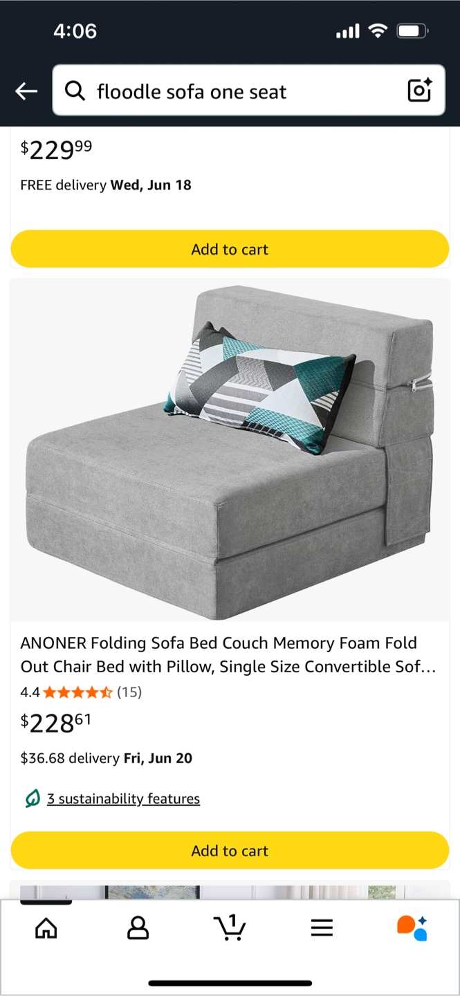 Folding Sofa Bed Couch - Light Gray
