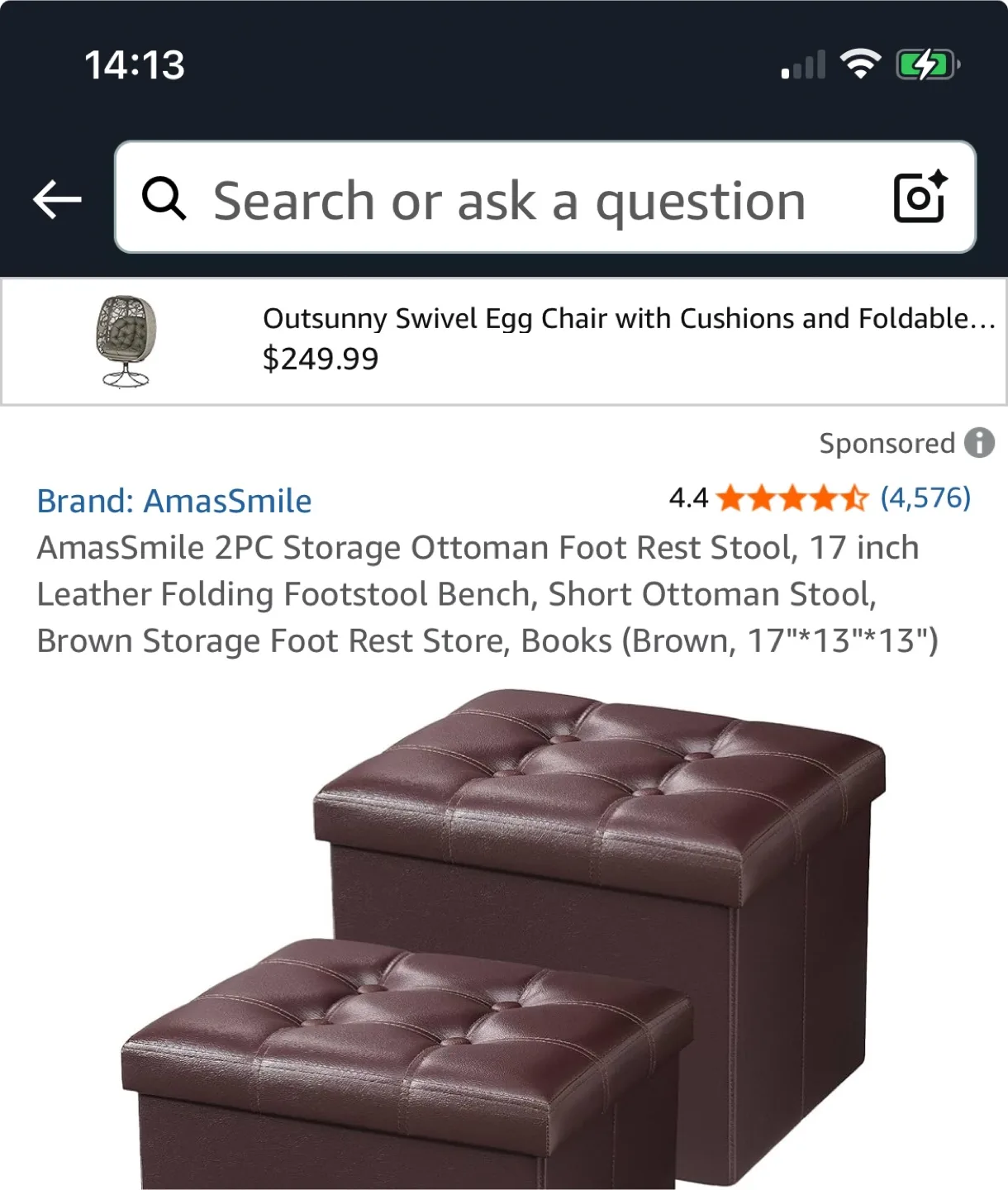 1 Storage Ottoman Foot Rest Stool thumbnail
