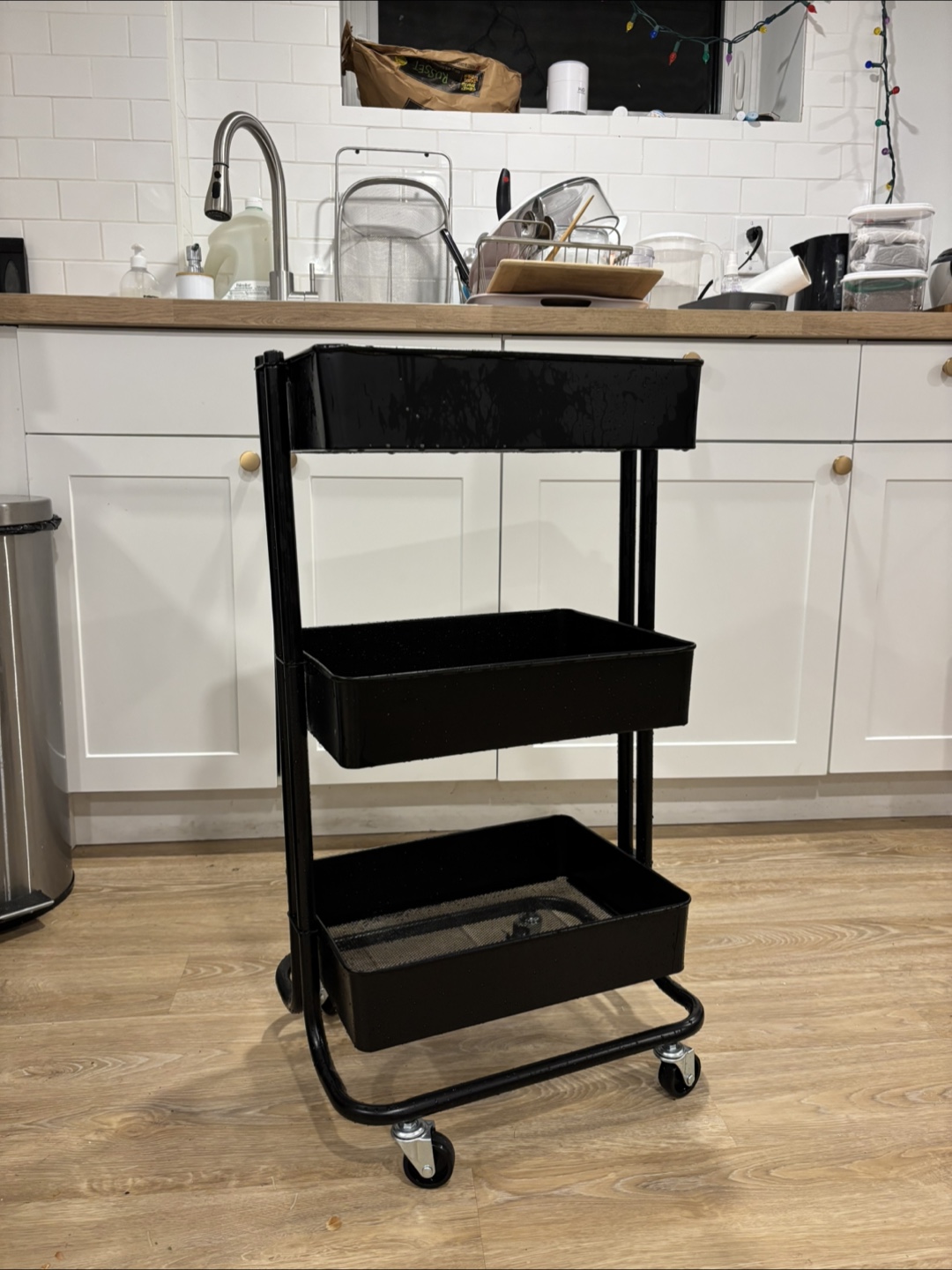 Black 3-Tier Rolling Utility Cart - photo 2