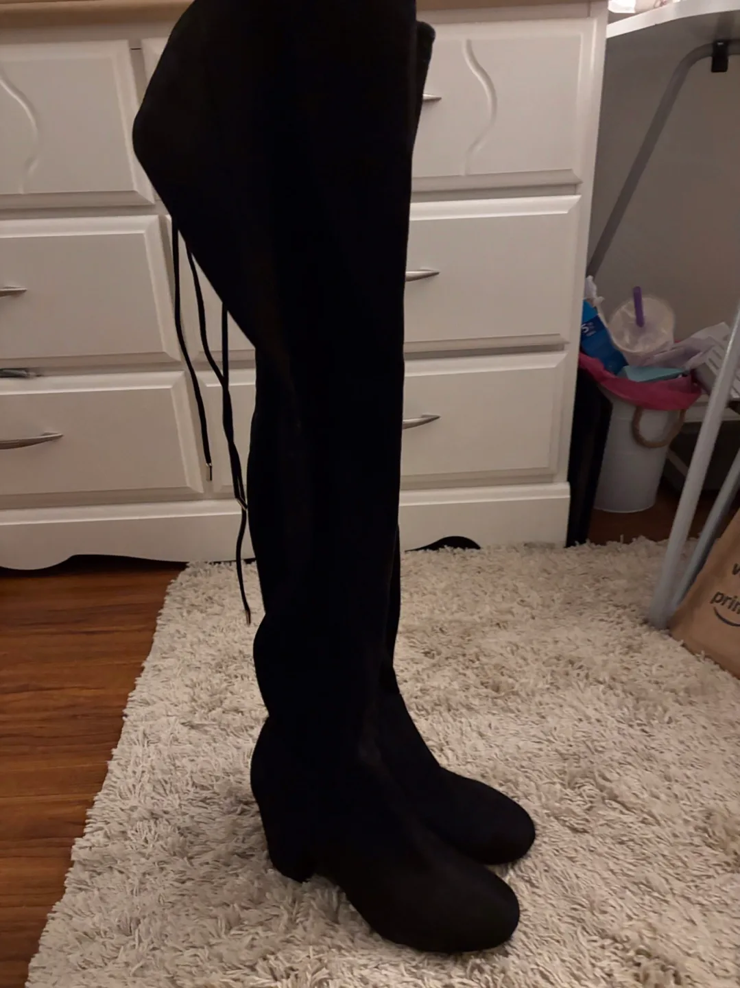 Black Thigh High velvet Boots image indicator(3)
