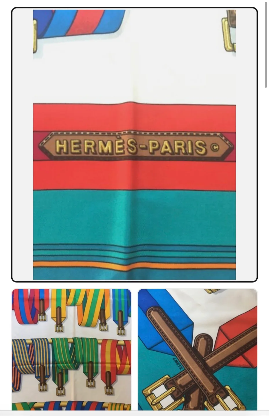 HERMES Paris FRANCE RARE 1990s SILK SCARF BY J METZ thumbnail