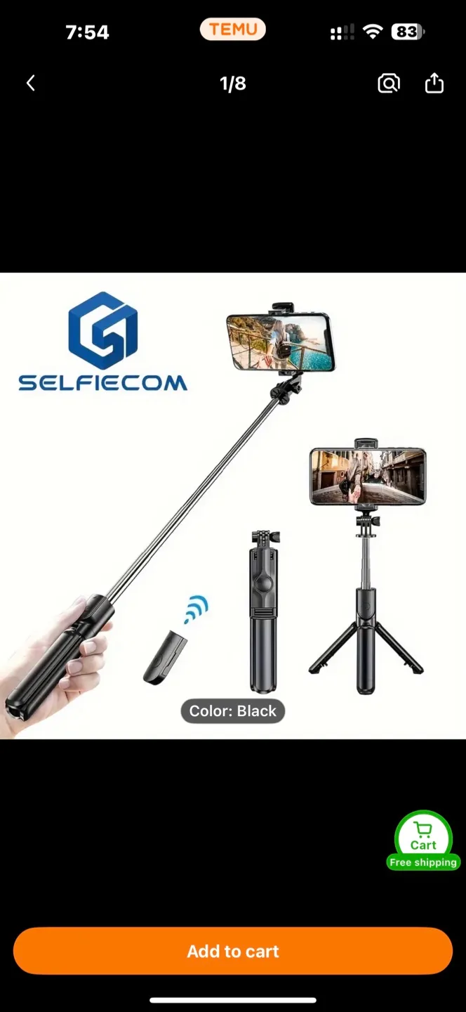 Wireless Remote Control Selfie Stick Tripod thumbnail