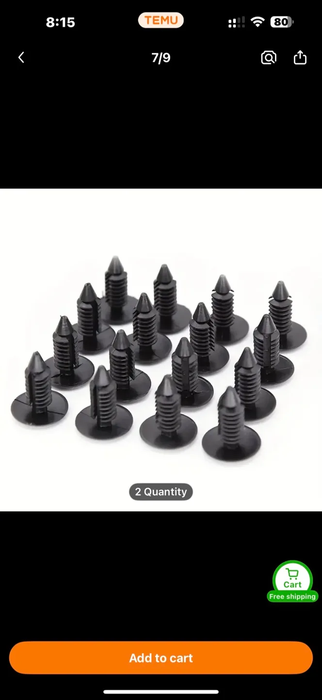 Black Plastic Rivets - 100pcs thumbnail