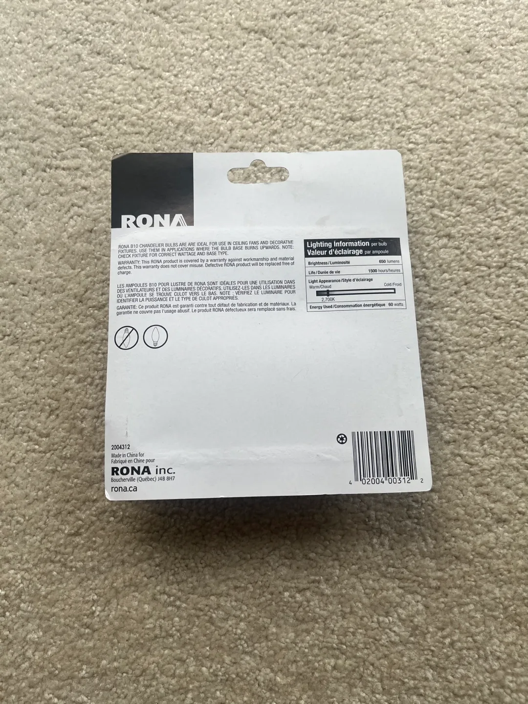 RONA Chandelier Bulbs, 4-Pack, 60W image indicator(2)