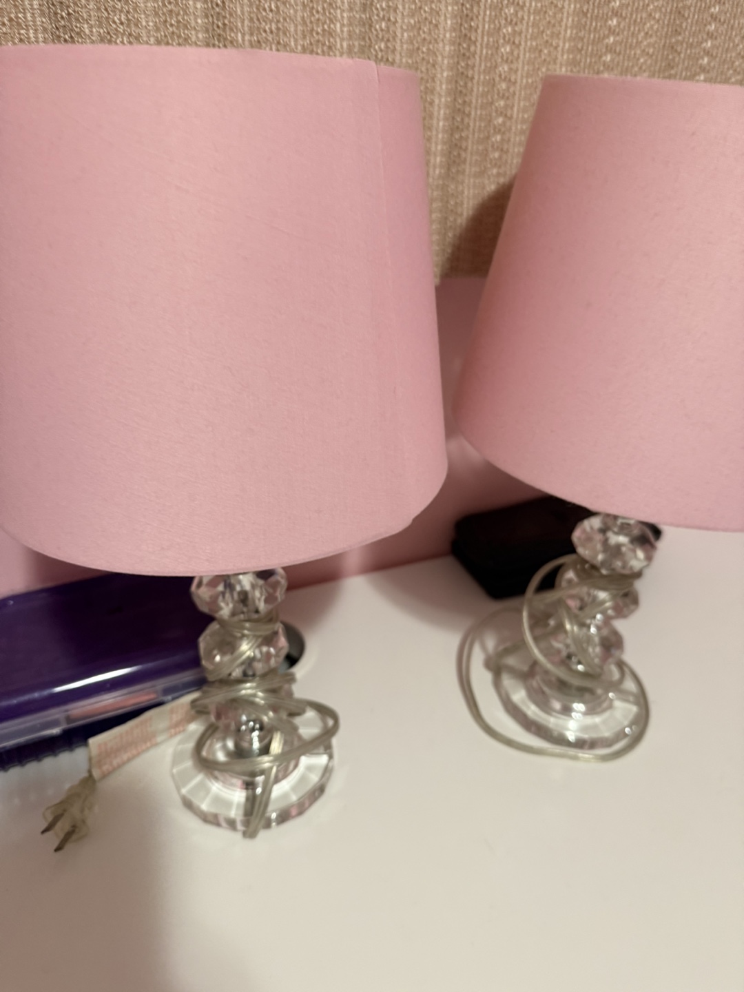 Pink Bedside Lamps - Set of 2