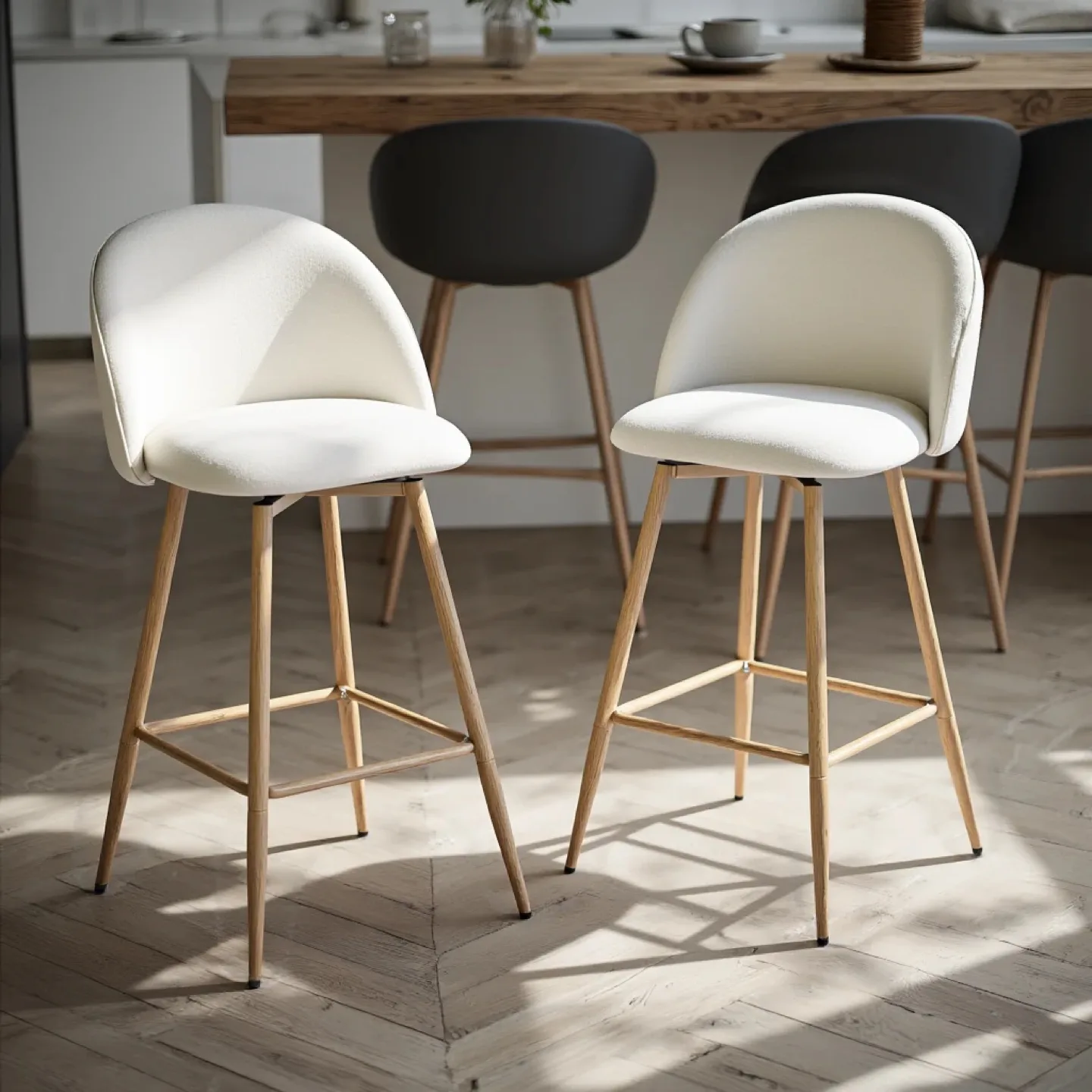 HASEEB 26" Swivel Counter Height Bar Stools Set of 2 thumbnail
