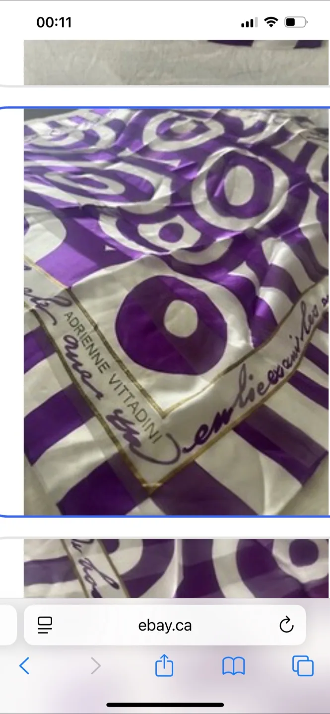 Adrienne vittadini silk scarf purple white sheer n  gold thumbnail