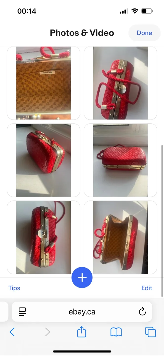 Vintage red with gold hardware, Italian woven wicker bag square image indicator(3)