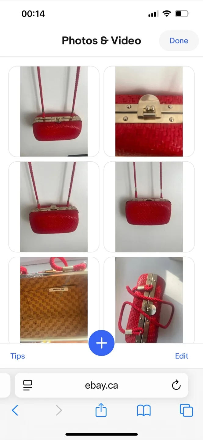 Vintage red with gold hardware, Italian woven wicker bag square thumbnail