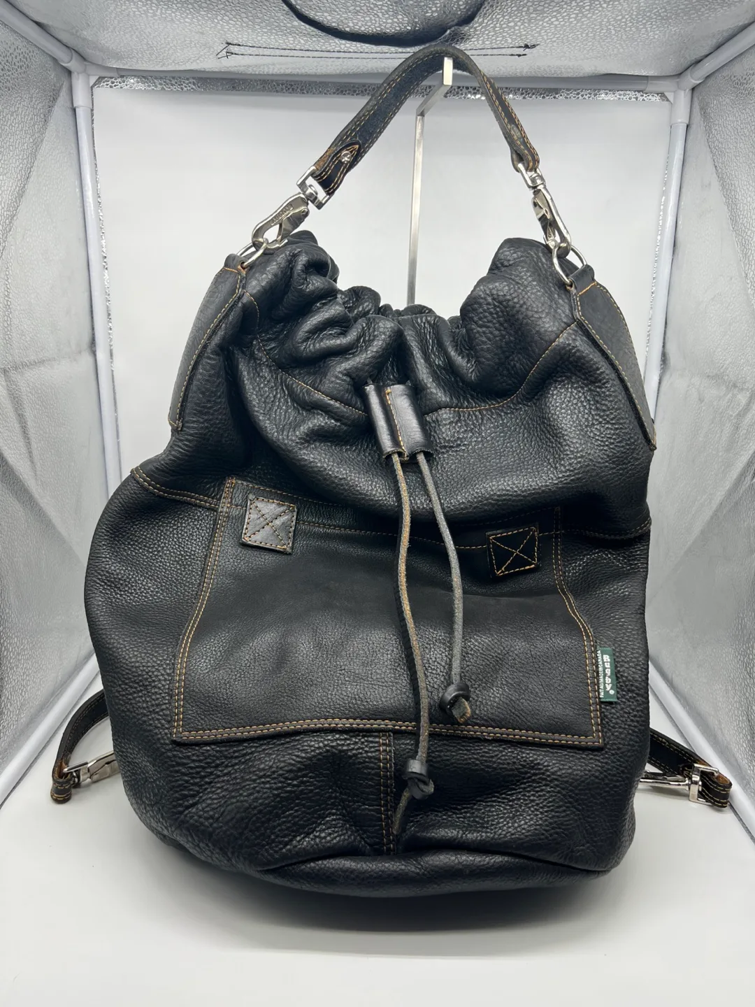 Rugby North America Vintage Black Leather Backpack thumbnail