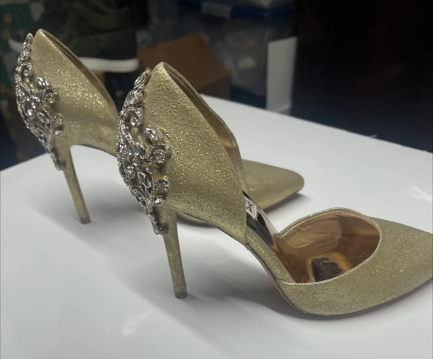 Badgley Mischka Gold Heels thumbnail