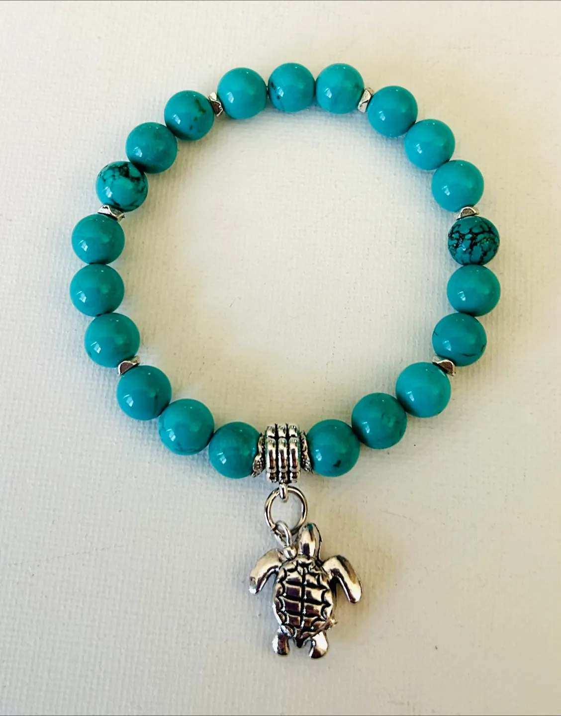 Semi precious gemstone Beaded Bracelet with Charm image indicator(6)