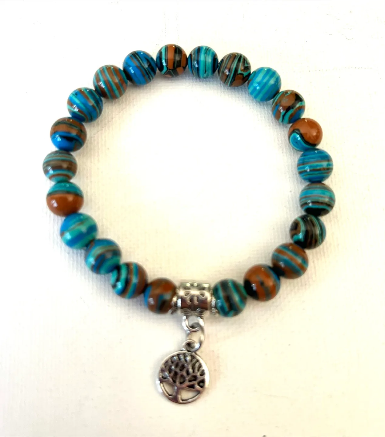 Semi precious gemstone Beaded Bracelet with Charm image indicator(3)
