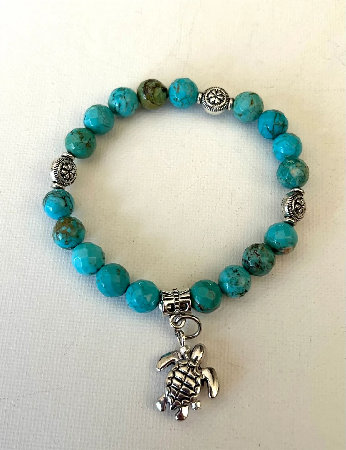 Semi precious gemstone Beaded Bracelet with Charm image indicator(8)