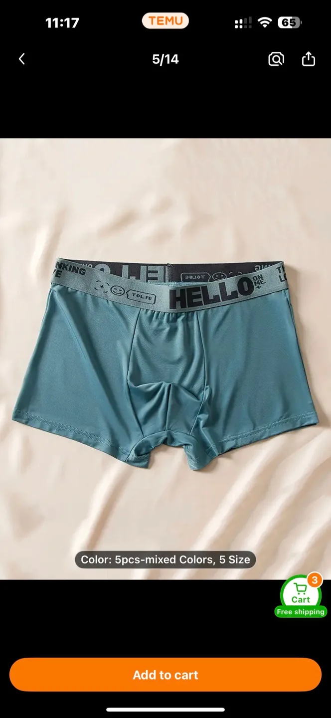 Set of 5 Men'S Solid Color Boxer Shorts image indicator(5)