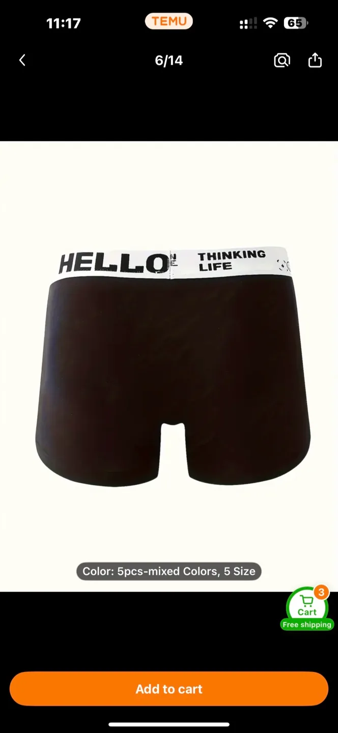 Set of 5 Men'S Solid Color Boxer Shorts image indicator(4)