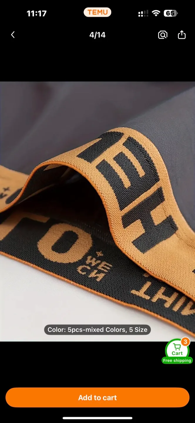 Set of 5 Men'S Solid Color Boxer Shorts image indicator(6)