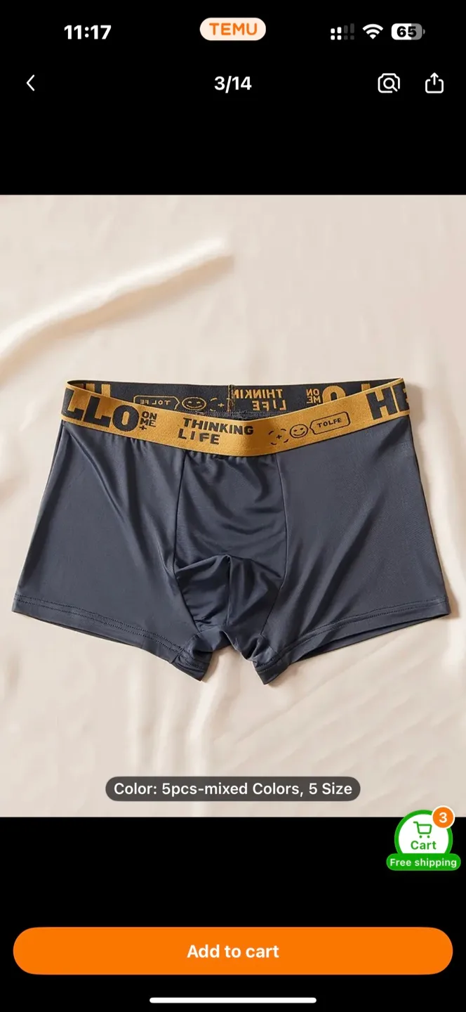 Set of 5 Men'S Solid Color Boxer Shorts image indicator(3)