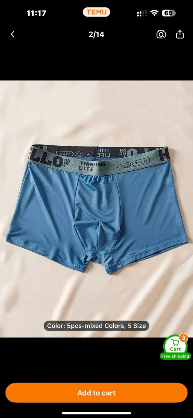 Set of 5 Men'S Solid Color Boxer Shorts image indicator(2)