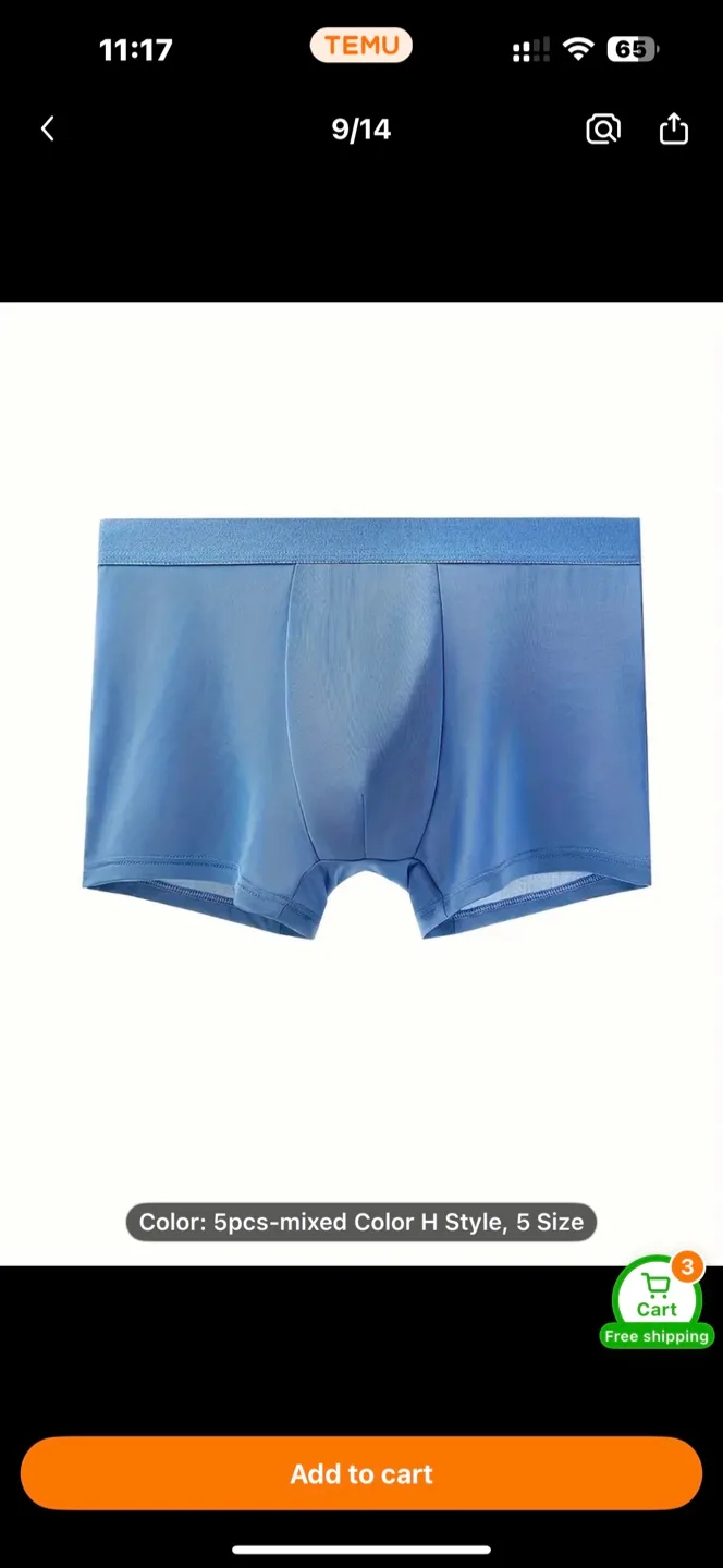 Set of 5 Men'S Solid Color Boxer Shorts image indicator(10)