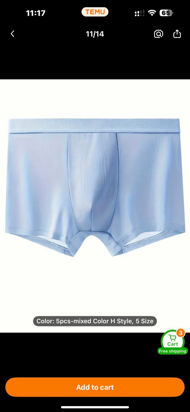 Set of 5 Men'S Solid Color Boxer Shorts image indicator(8)