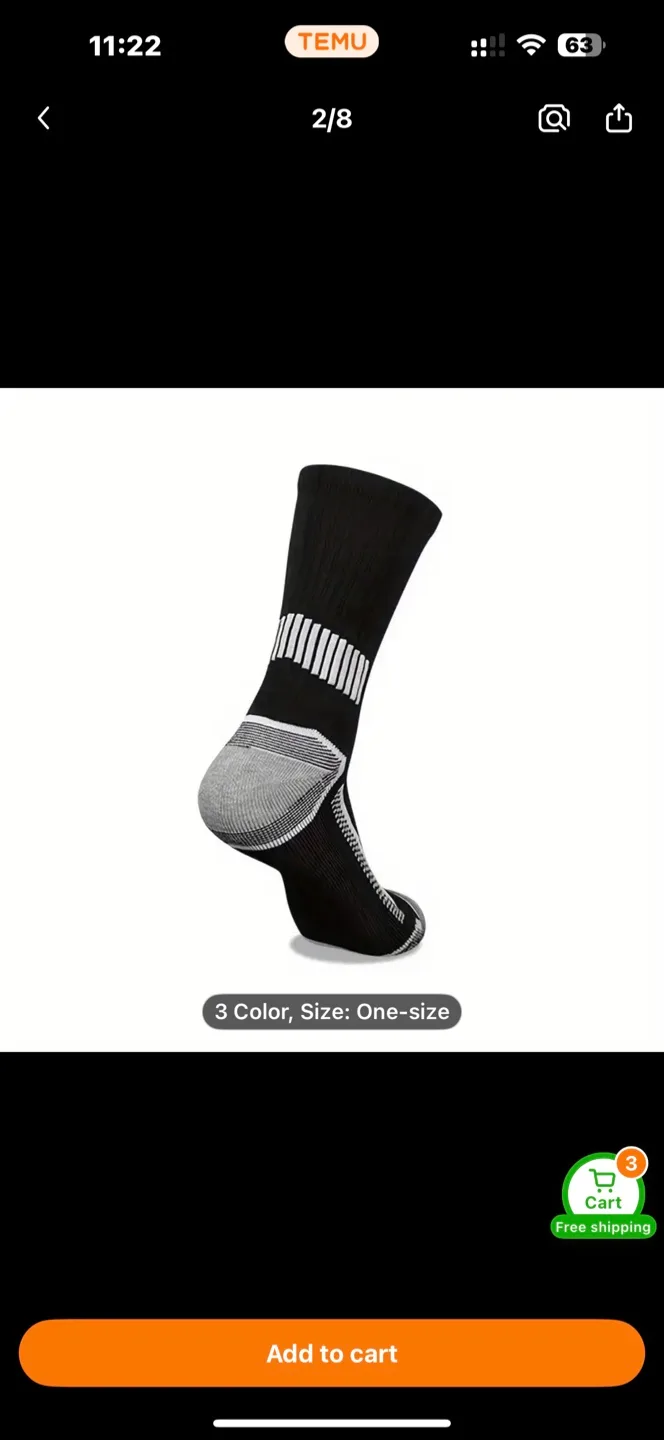 6 Pairs Men's Long Crew Socks thumbnail