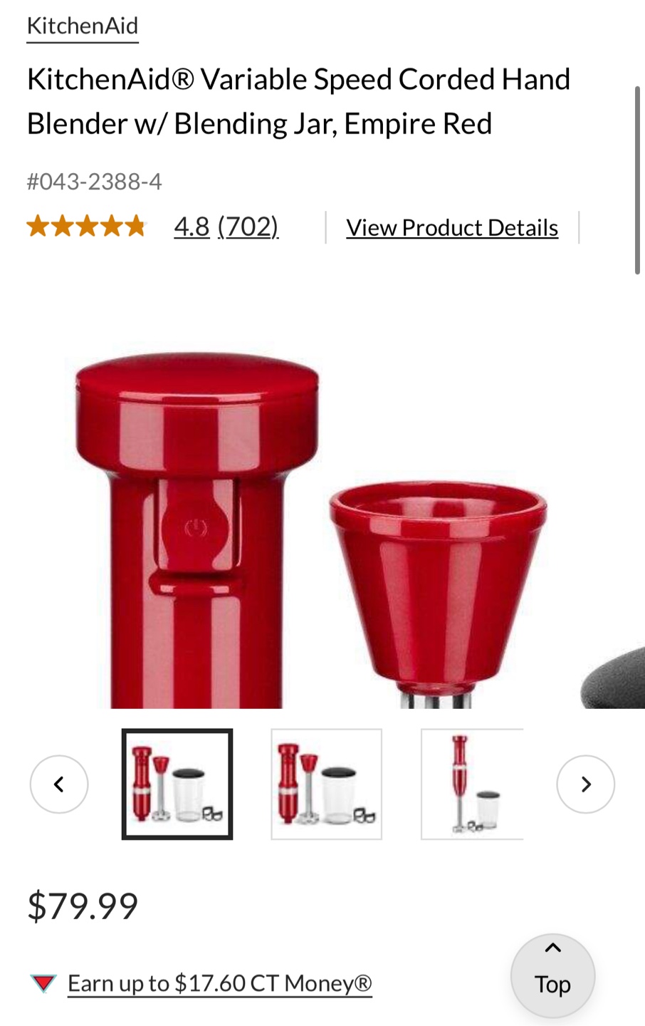 KitchenAid Corded Hand Blender - Empire Red - photo 3