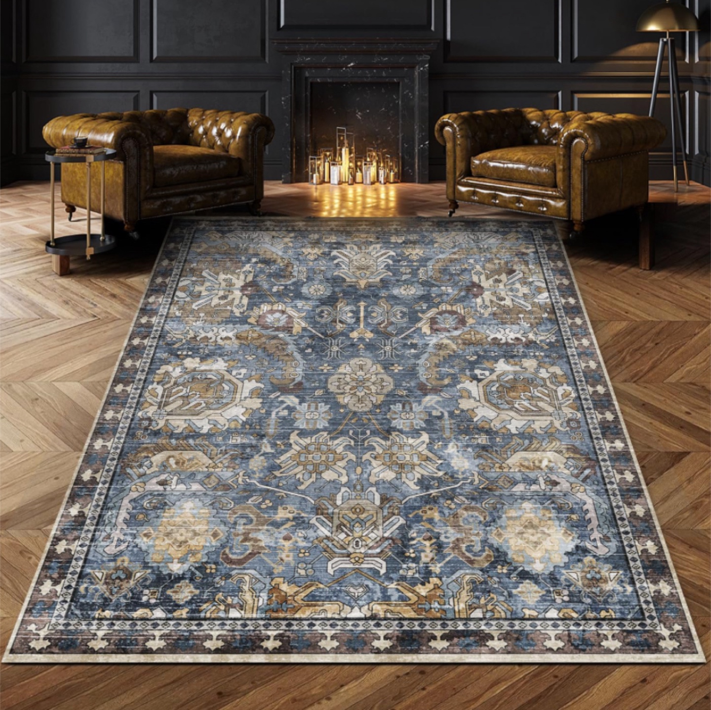 Navy  Vintage-Style Area Rug 6x9 - new