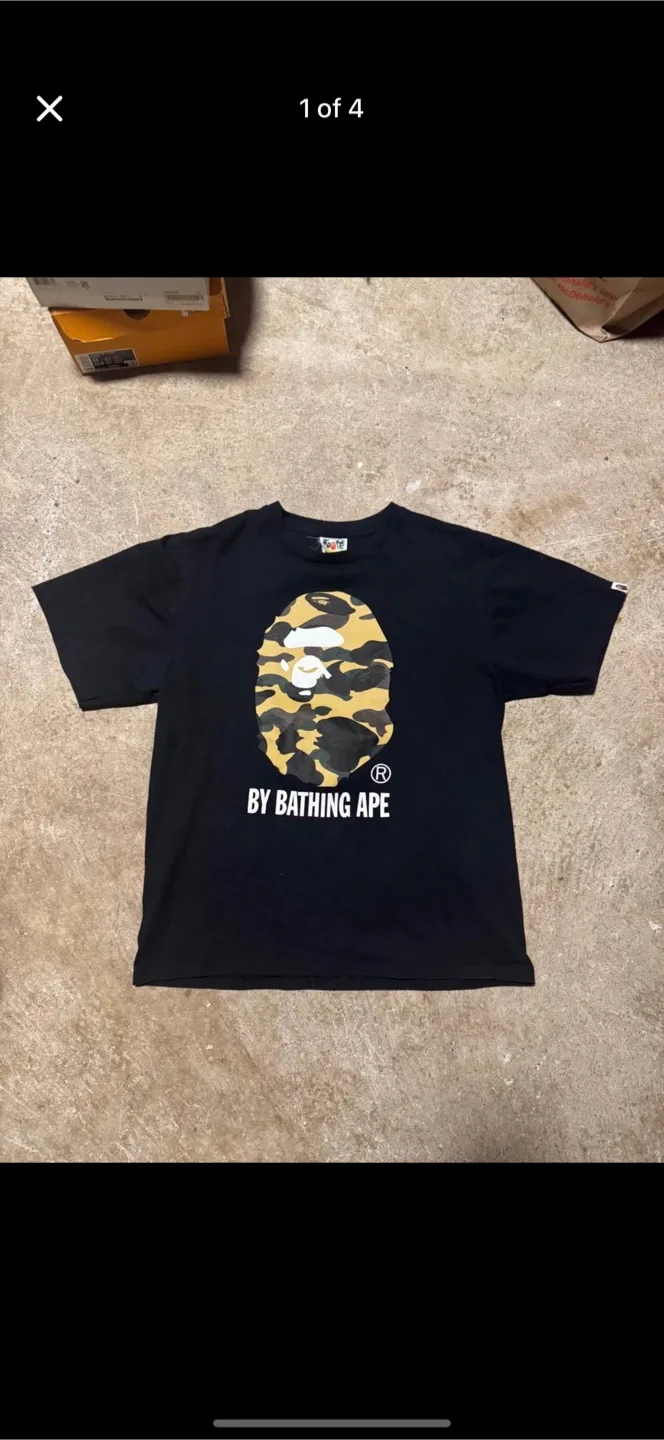 Bathing Ape Black Camo Logo Tee - Size XL thumbnail